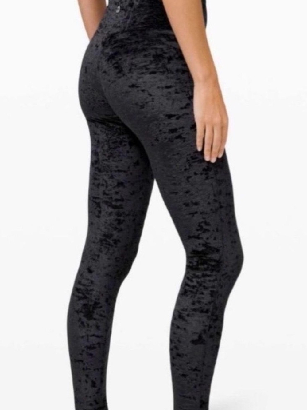 Sz 6 - Lululemon athletica Black Crushed Velvet High-Rise Leggings